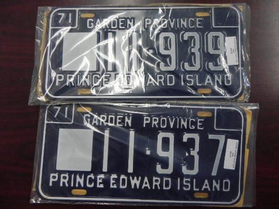 Two pair 1971 Canada Province License Plates.