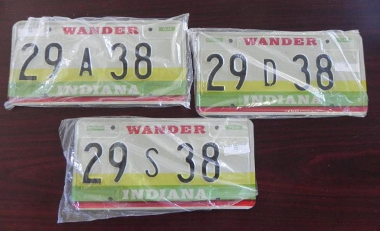 Three Indiana License Plates.