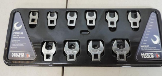 Set of 10 Matco open end crow foot metric wrenches.