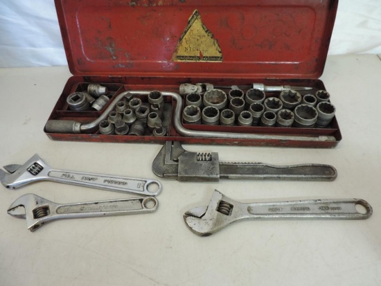 1/2" socket set and 4 cresent wrenches.