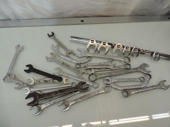 Metric wrenches and crow feet (various makers).