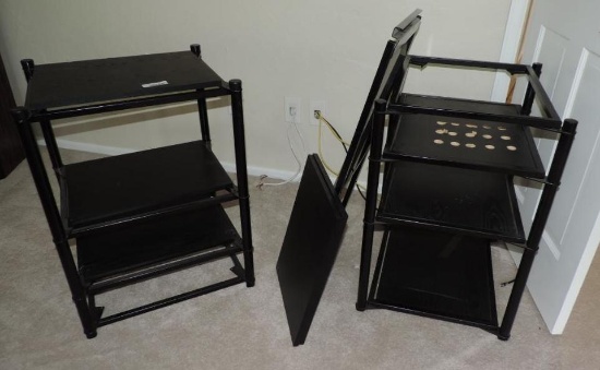 2 20x22x29" black metal audio stands.