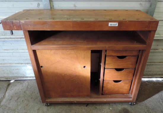 48x15x38" rolling work bench with vise.