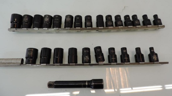 1/2" drive Mac tools Jesse James sockets, Metric and SAE (26 pieces).
