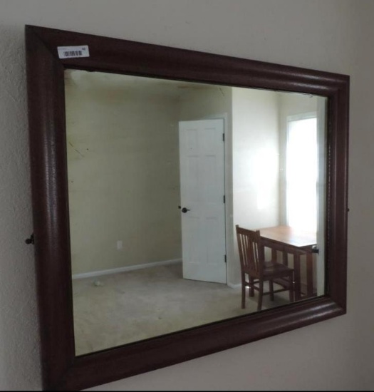 39x33" antique wood framed mirror.