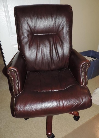 Brown leather office chair.