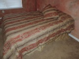 queen size mattress, box springs and comforter.
