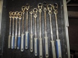 Bluepoint 12 piece metric locking- flexible head ratcheting wrench set.