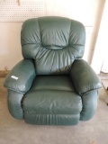 Green leatherette recliner.