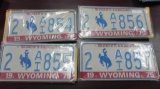 Two pair sequential 1975 Wyoming License Plates.
