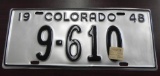 One 1948 Colorado License Plate.