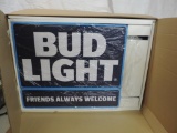New in box Bud Light double sided Friends always welcome pub sign.