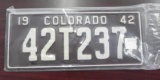One set 1942 Colorado License Plates.