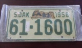 One 1956 South Dakota License Plate.