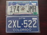 Two pair Colorado License Plates.