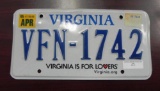 One Virginia License Plate.