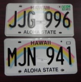 Two Hawaii License Plates.