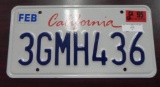 One California License Plate.