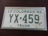 One set 1965 Colorado Truck License Plate.