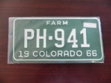 One set 1966 Colorado Farm License Plate.