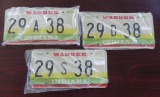 Three Indiana License Plates.