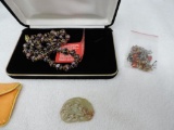 Hand painted harmony glass bead necklace, glass bead bracelet and stone carving.