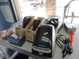 Drmo Laser writer 450 turbo, magnifying lamp and office supplies.
