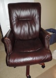 Brown leather office chair.