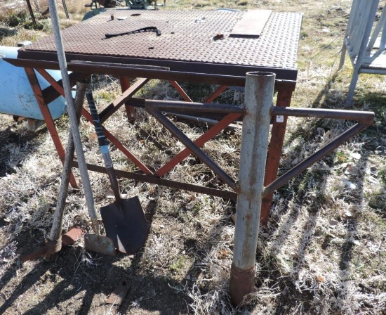 48x36x35" steel welding / work table with T post driver.