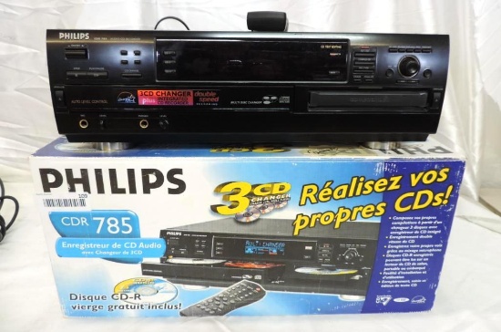 Phillips CDR 785 CD recorder with remote and original box (tested operable).