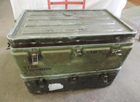 2 31x20" green metal military crates.