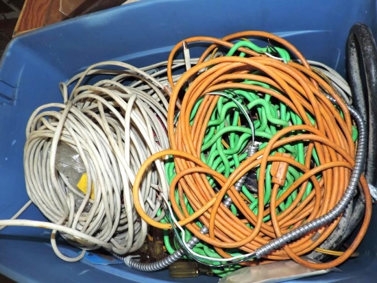 Huge tub of scrap wire/ romex/ extension cords.