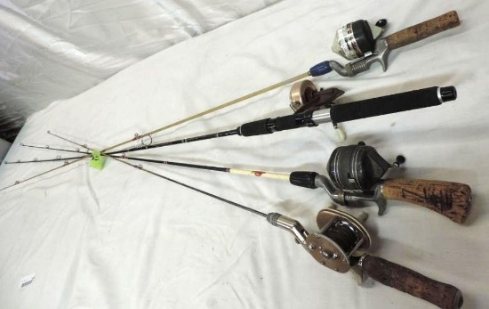 Compac Sierra IV reel with Daiwa Procaster PGS-410 rod, unmarked baitcaster with cork handle and