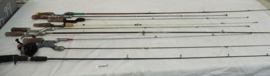 9 one piece fishing rods ranging from 4-6'.