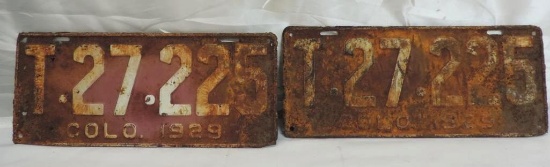 1929 CO license plate set.