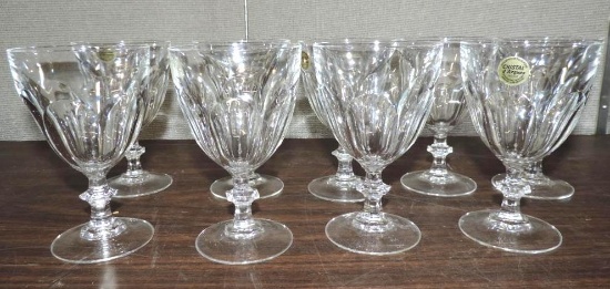 9 French lead crystal glasses. 6"x3.5".