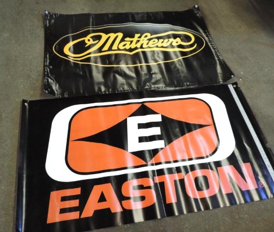 58x36" Mathews bow hunting sign and 63x34" easton sign.