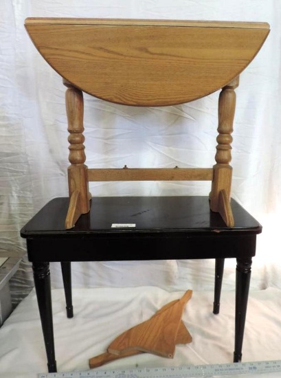 27x13x19" black piano bench and 27x28x22" drop side end table.