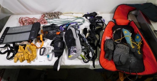 Rock and ice climbing equipment assortment