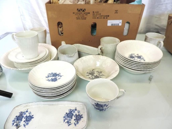 30+ pieces of Royal blue ironstone Wedgewood dishes.