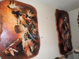 Two hand painted signed plaster art pieces.