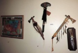 War club, two hatchet / pipes, ceramic knife and more.