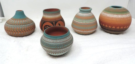 5 pieces of signed Navajo Pottery.