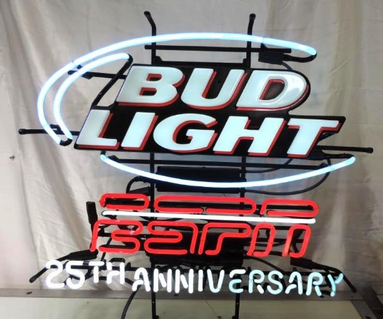 28x28" Bud Light ESPN 25th Anniversary Neon sign (tested operable).