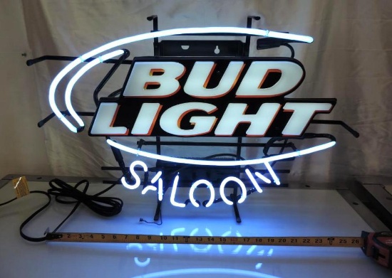 Bud Light saloon neon sign.