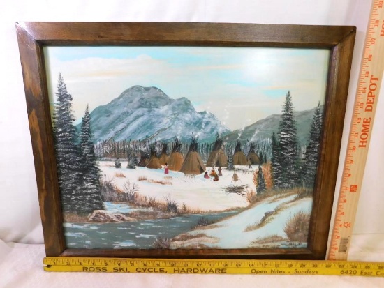 Original Acrylic Winter Camp by Howard Breene