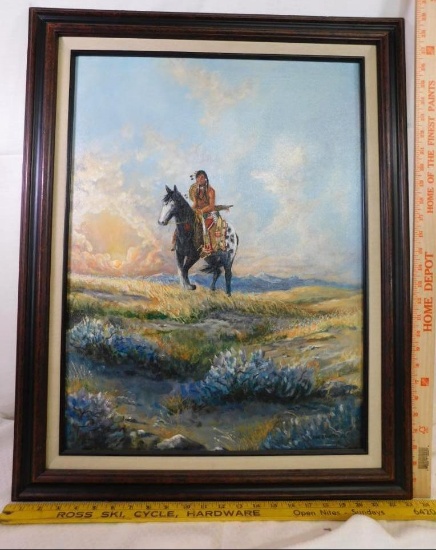 Original Oil by J.W. Krantz-Native American on horseback