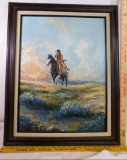 Original Oil by J.W. Krantz-Native American on horseback