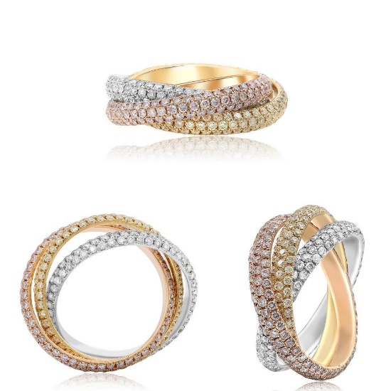 Stunning White, Rose, and Yellow Gold 18k Interlocking Ring