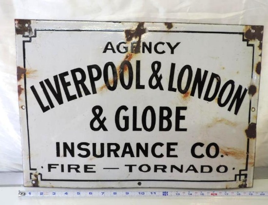 Rare Liverpool & London & Globe Insurance Co Early porcelain sign